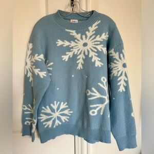 LuLaRoe Blue and White Snowflake Sweater